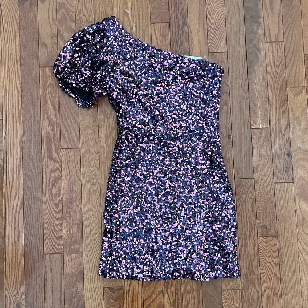 One Shoulder Multicolor Sequin Homecoming Dress Francesca’s Women Size S